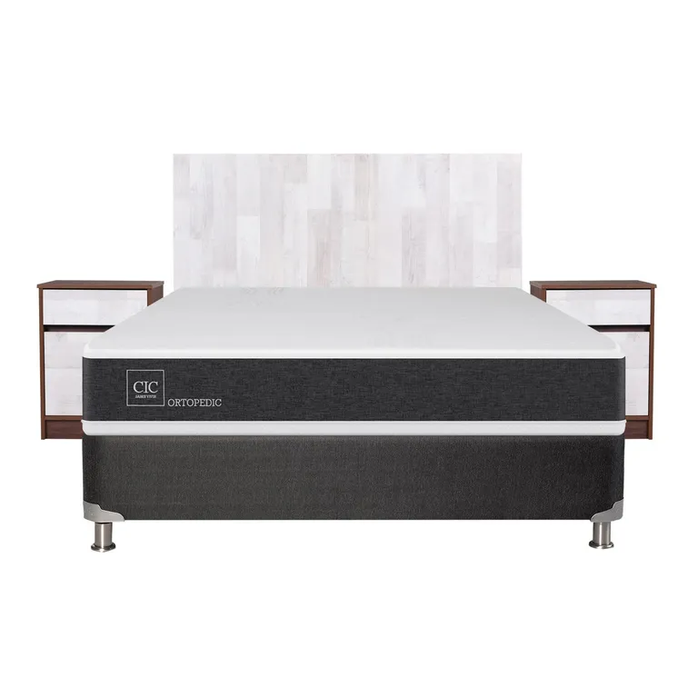 CIC Box Spring New Ortopedic B5 Black 2 Plazas Bn + Muebles