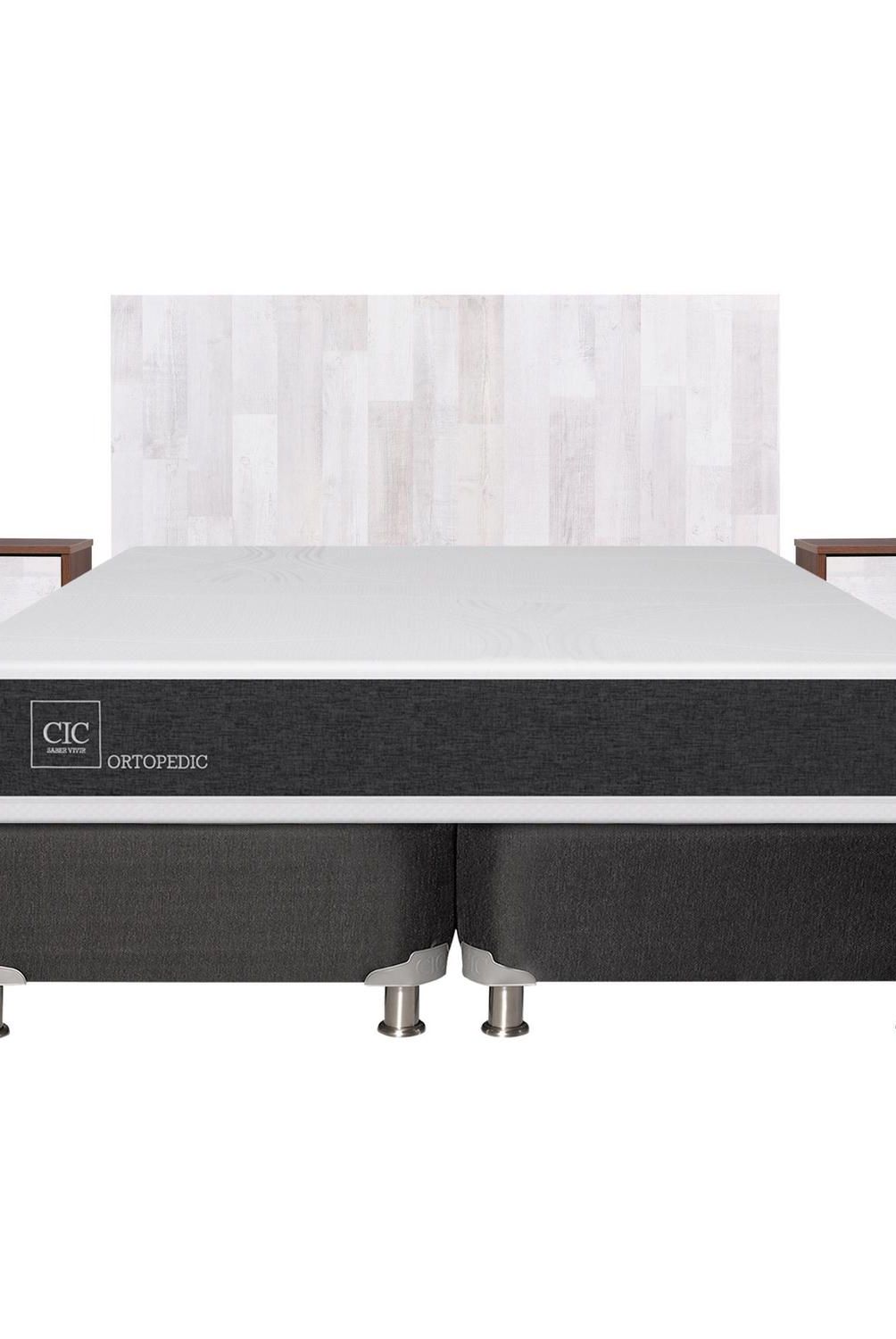 CIC - Box spring new ortopedic b5 black 2 plazas bd + muebles