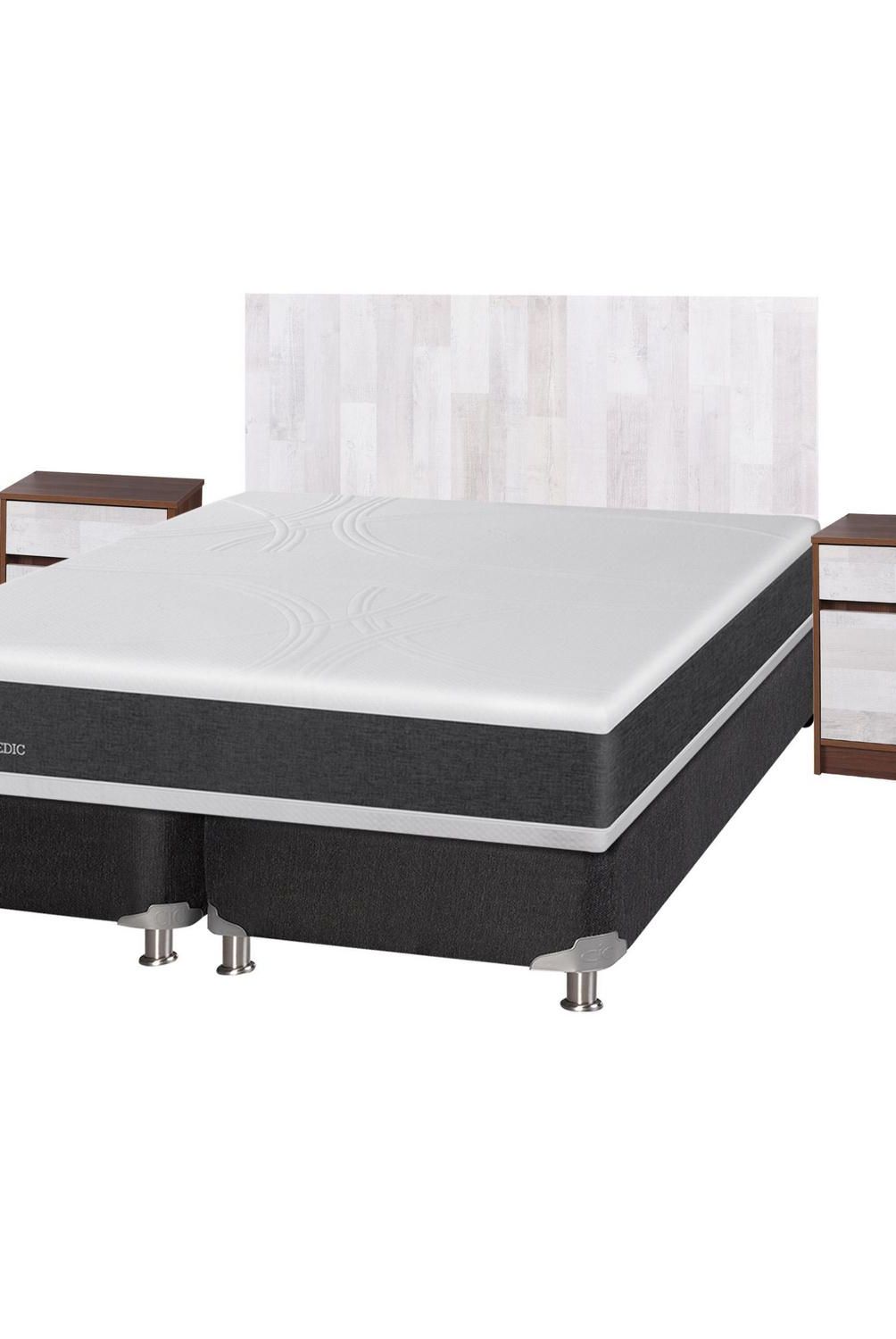 CIC - Box spring new ortopedic b5 black 2 plazas bd + muebles