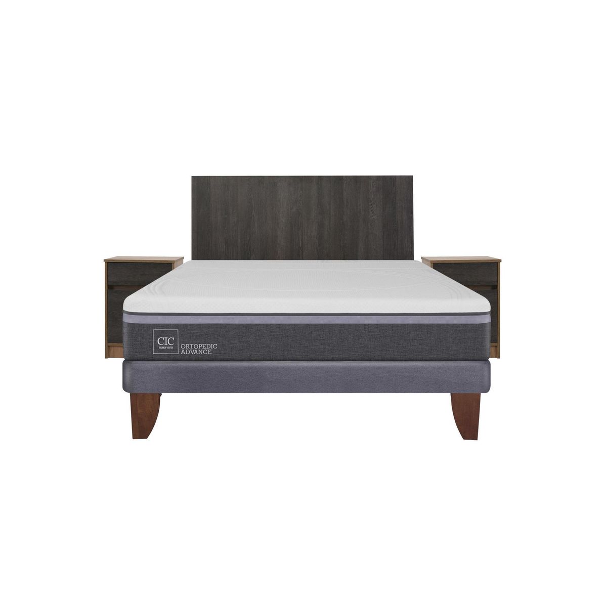 CIC - Cama europea ortopedic advance 2 plazas bn + muebles