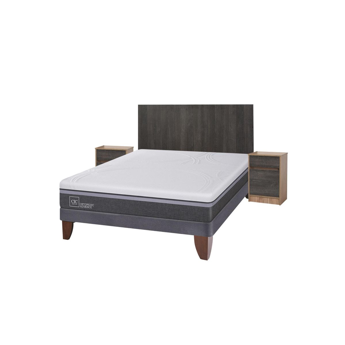 CIC - Cama europea ortopedic advance 2 plazas bn + muebles