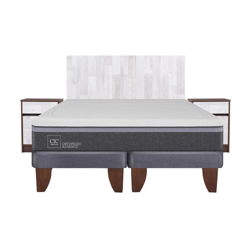 CIC - Cama europea ortopedic advance 2 plazas bd + muebles