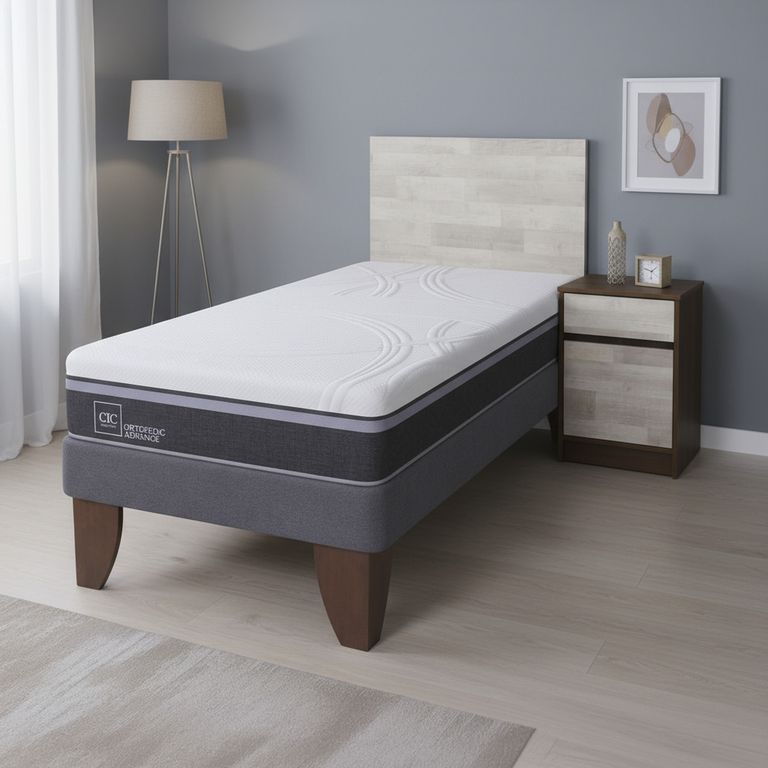 Cama Europea Ortopedic Advance 1.5 Plazas + Muebles