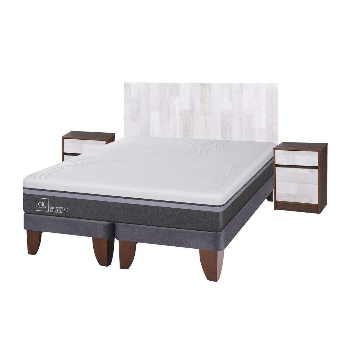 CIC - Cama europea ortopedic advance king + muebles