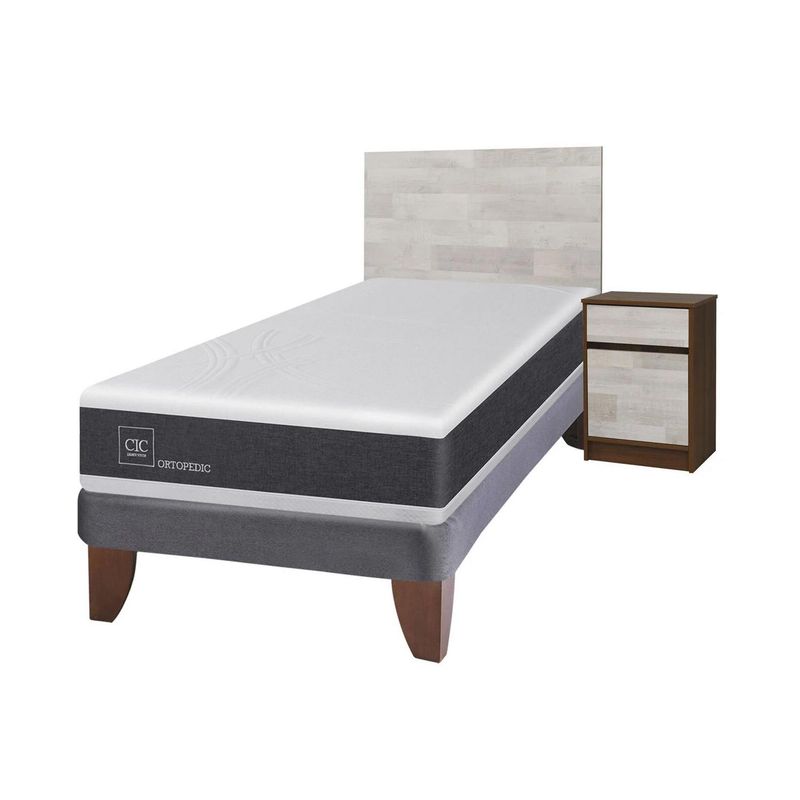 CIC - Cama europea new ortopedic 1.5 plazas + muebles