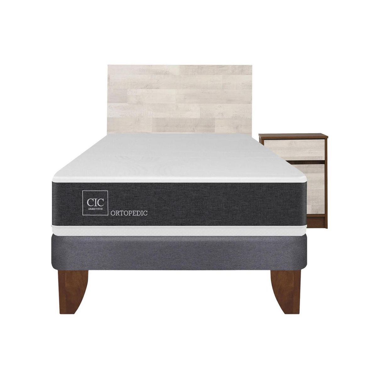 CIC - Cama europea new ortopedic 1.5 plazas + muebles