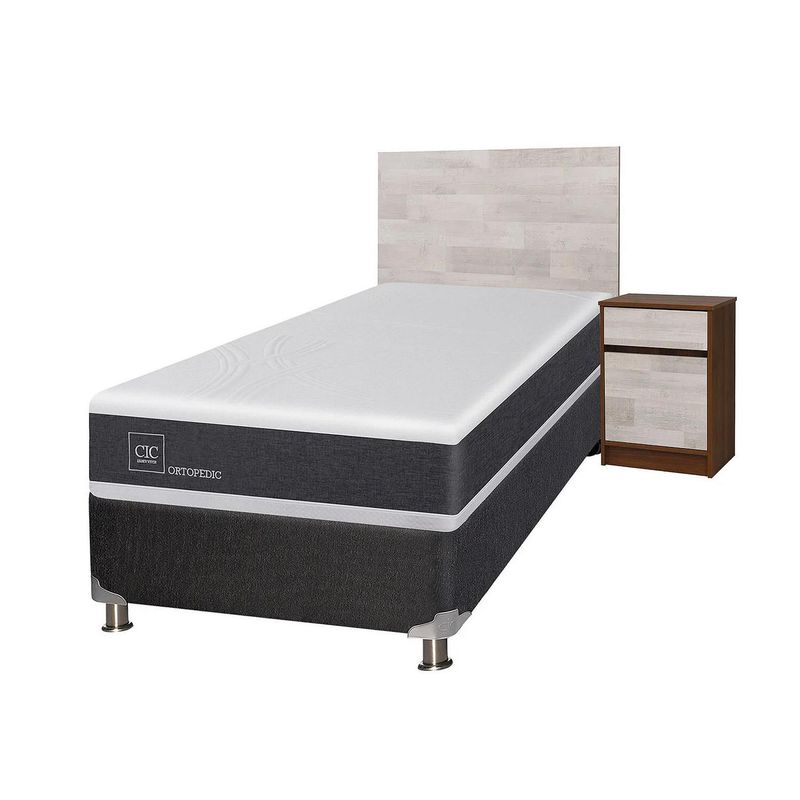 CIC - Box spring new ortopedic b5 black 1.5 plazas + muebles