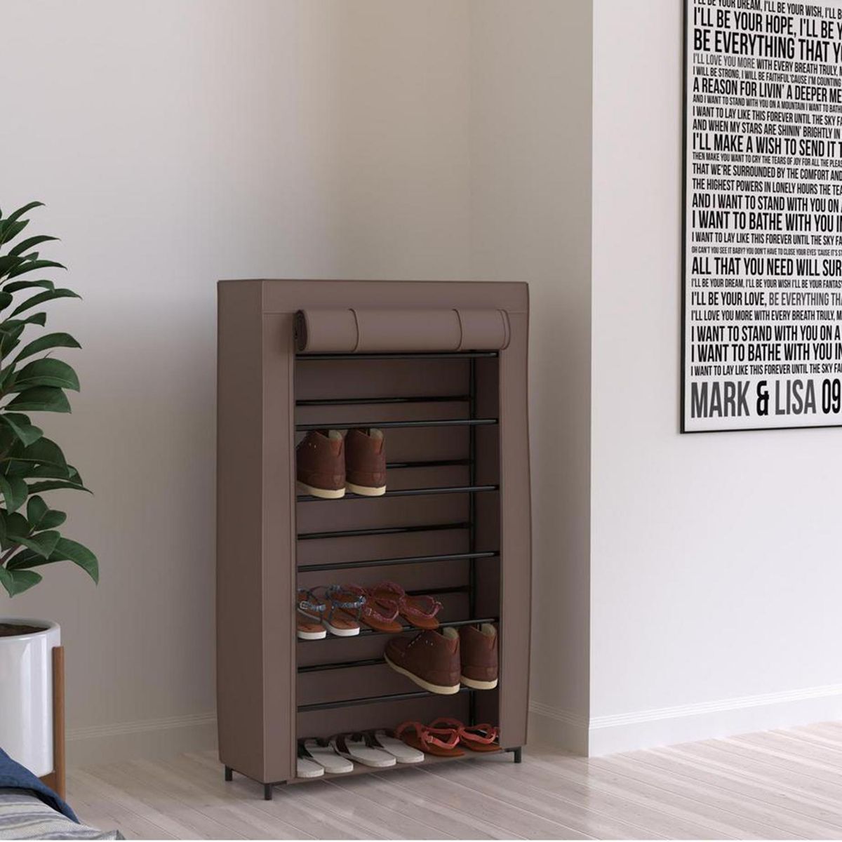 CASA BONITA - Zapatera Plástico 7 Nivel(es) 60x103x23 cm Café/Negro