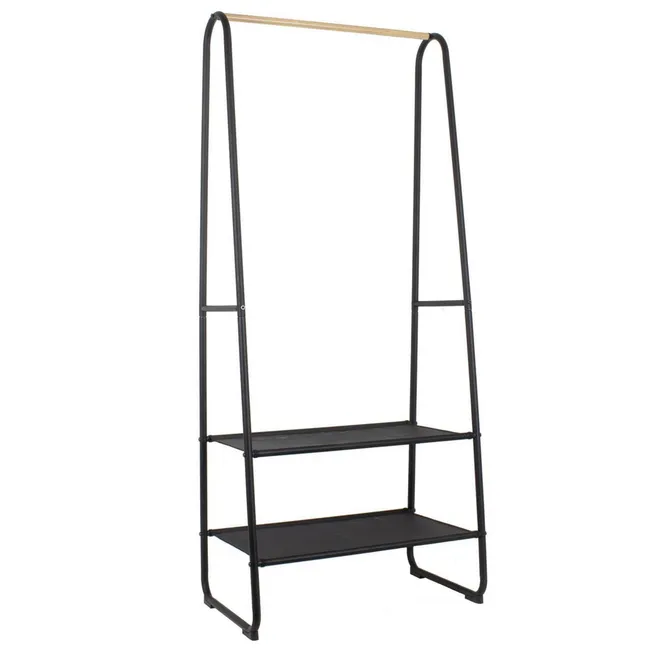 JUST HOME COLLECTION - Zapatera Metal 2 Nivel(es) 64x150x40 cm Negro