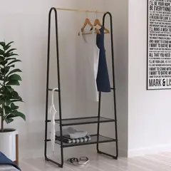 JUST HOME COLLECTION - Zapatera Metal 2 Nivel(es) 64x150x40 cm Negro