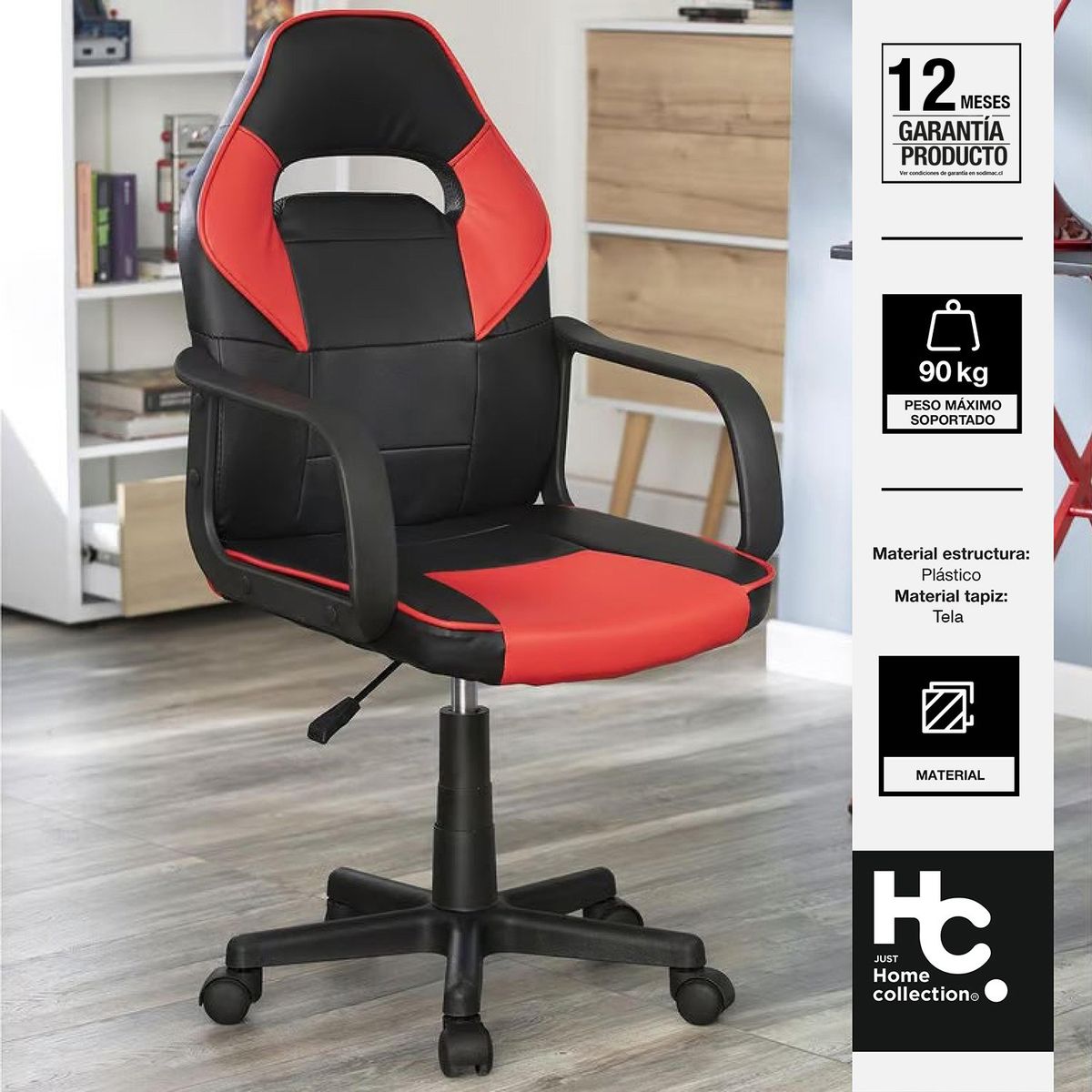 JUST HOME COLLECTION - Silla Gamer Escritorio Rojo/negro