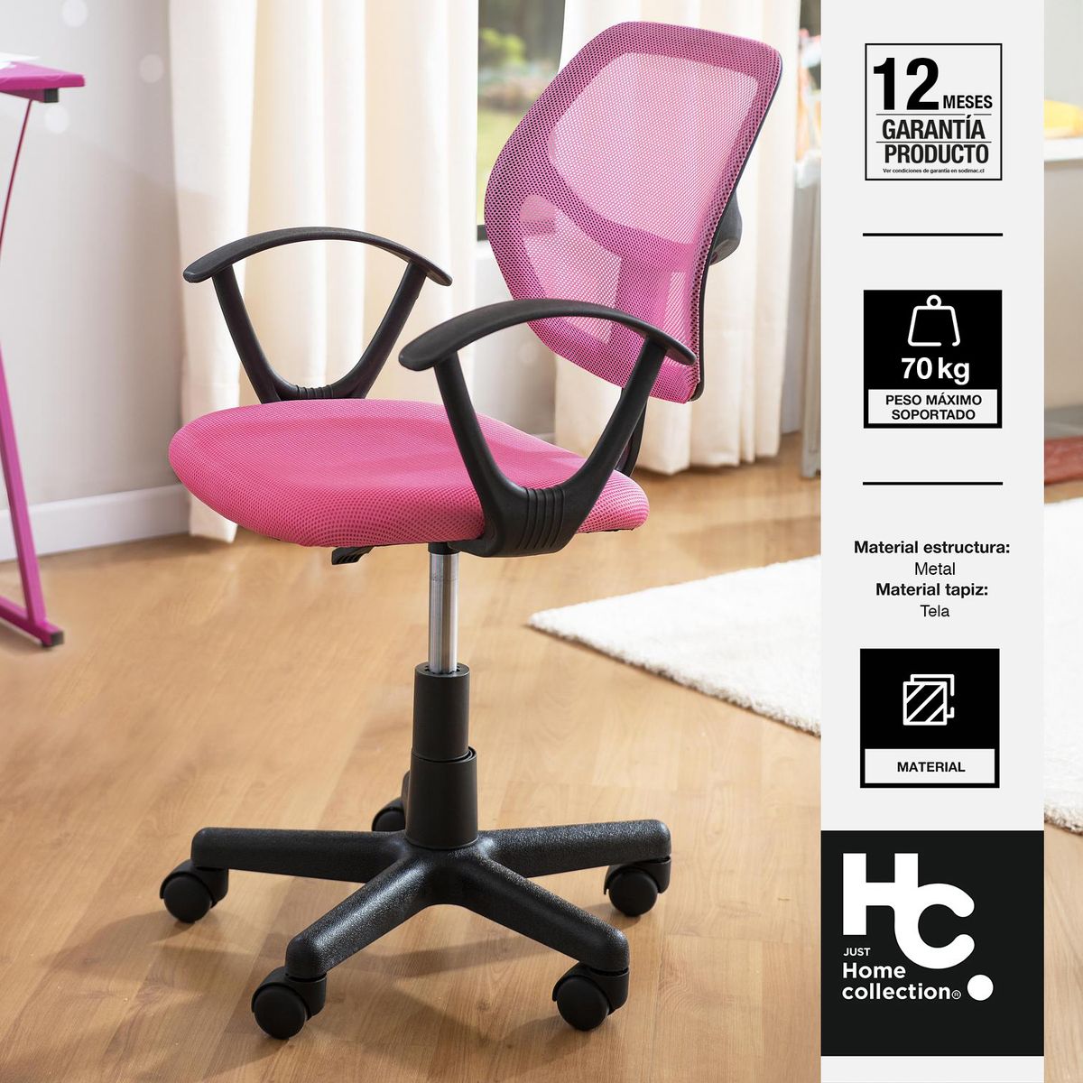 JUST HOME COLLECTION - Silla Escritorio Iso Rosado