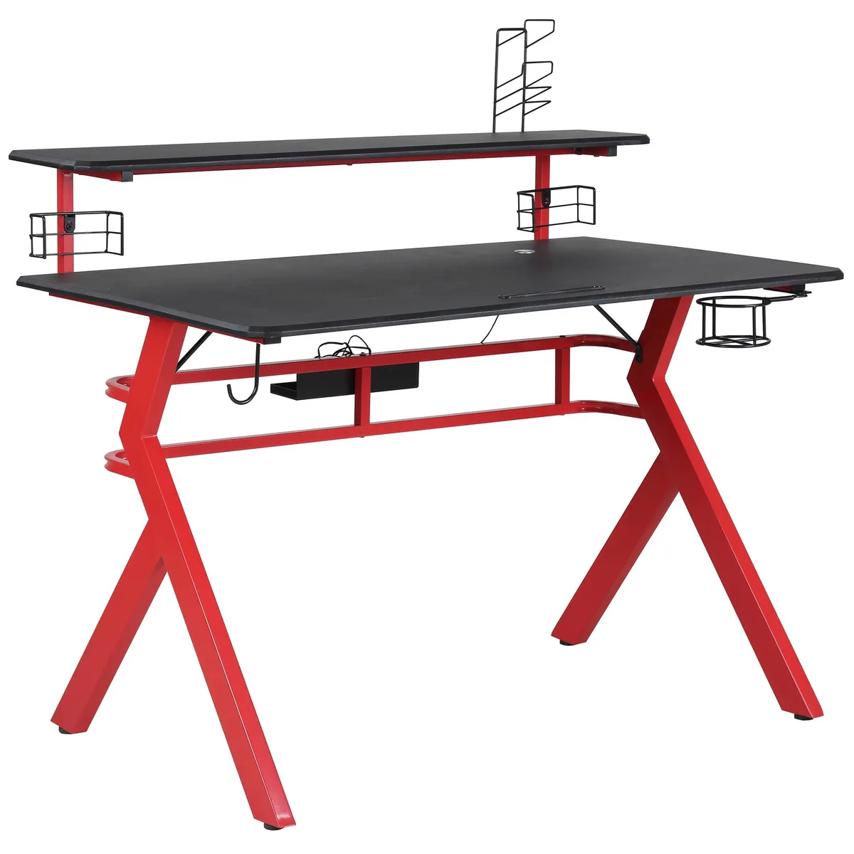 JUST HOME COLLECTION - Escritorio Gamer Rojo, Negro 70x95x120 cm