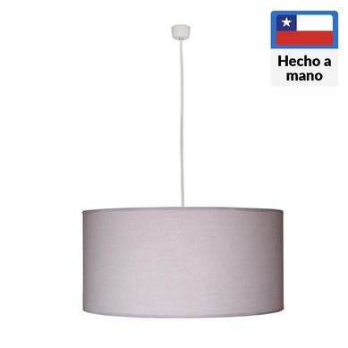 Lmpara colgante tela tambor gris.