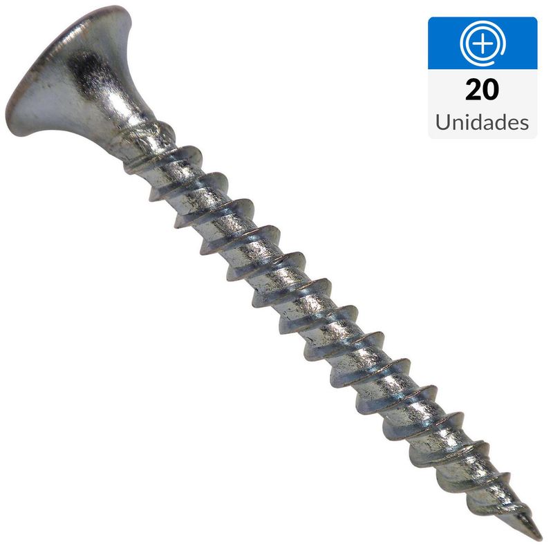 FIXSER - Tornillo Autoperforante Cabeza Phillips Yeso-Cartón 1-1/4 " 6 mm 20 Unidades