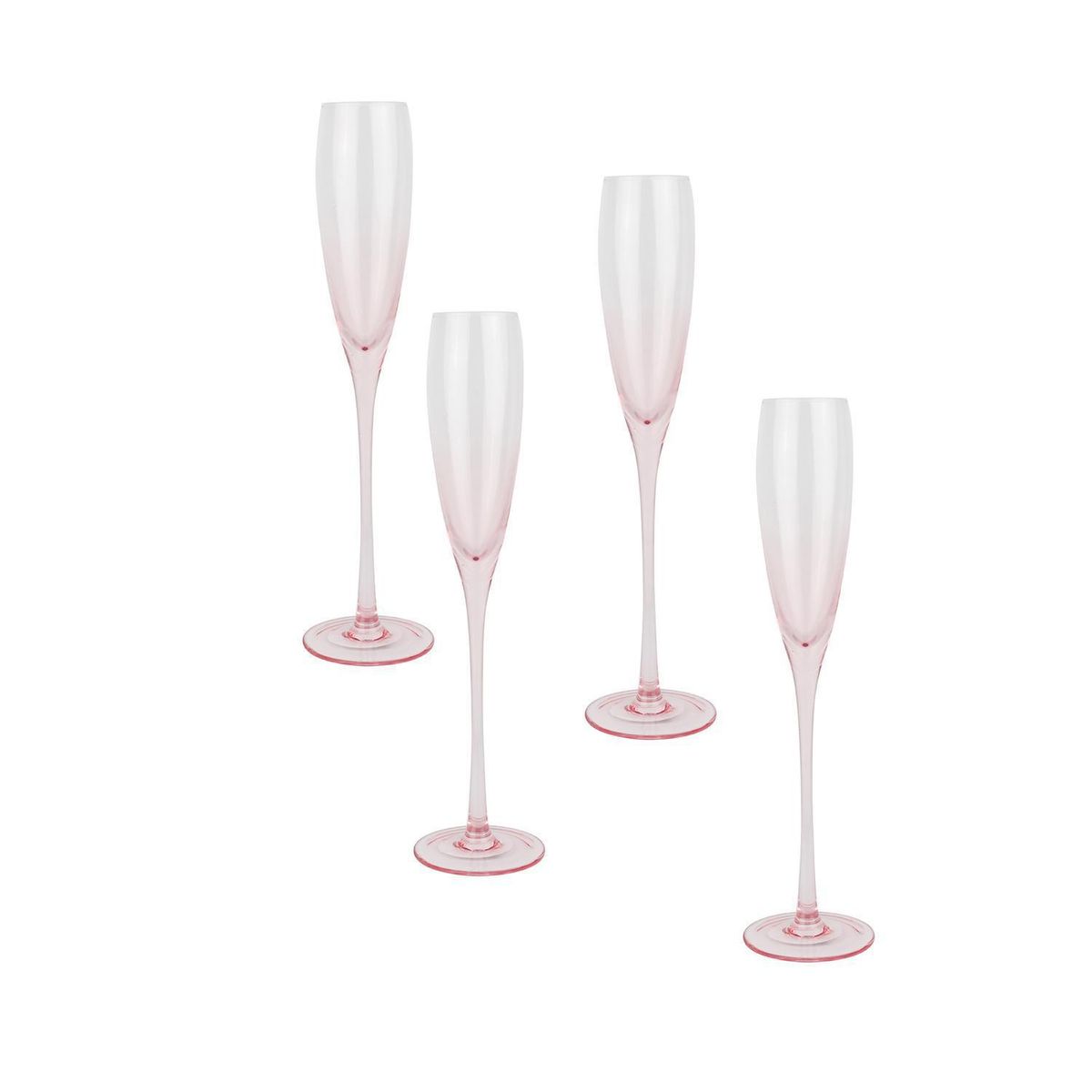 DECO EXPRESS - Set 4 Copas de Champán 200 ml Vidrio Rosa