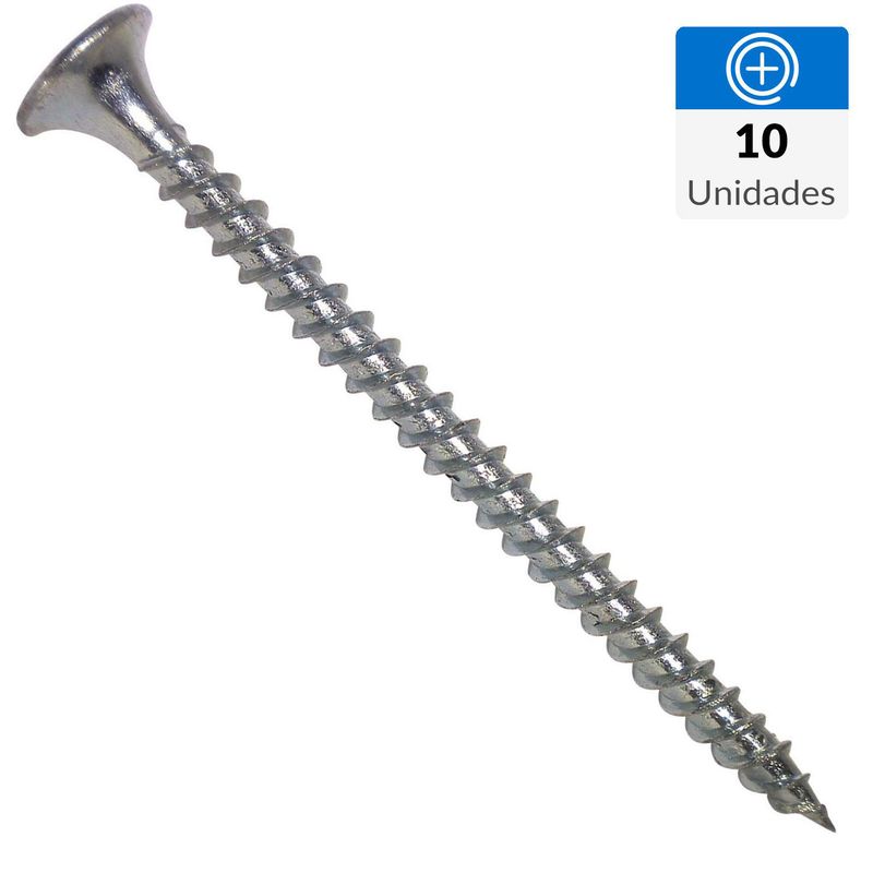 FIXSER - Tornillo Autoperforante Cabeza Phillips Yeso-Cartón 2 " 6 mm 10 Unidades