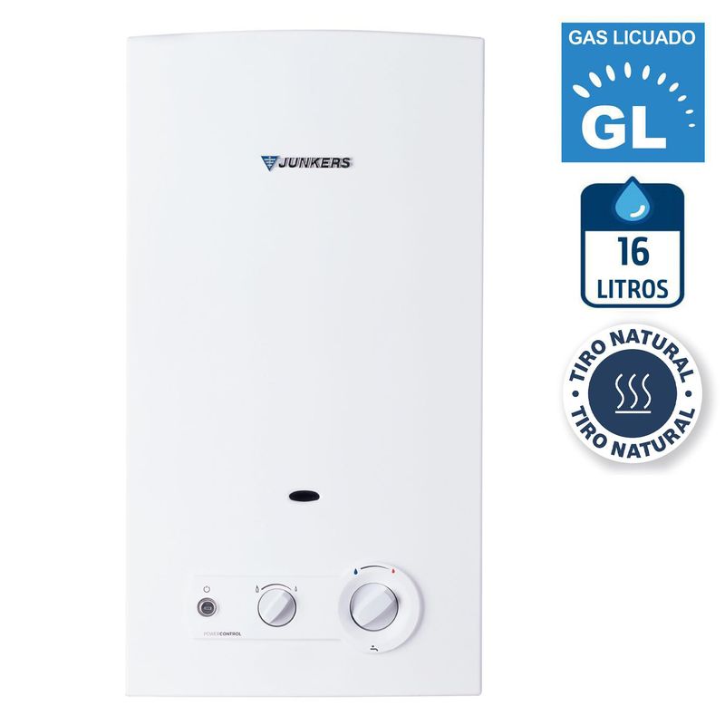 JUNKERS - Calefont Gas Licuado 16 Litros Tiro Natural Ionizado