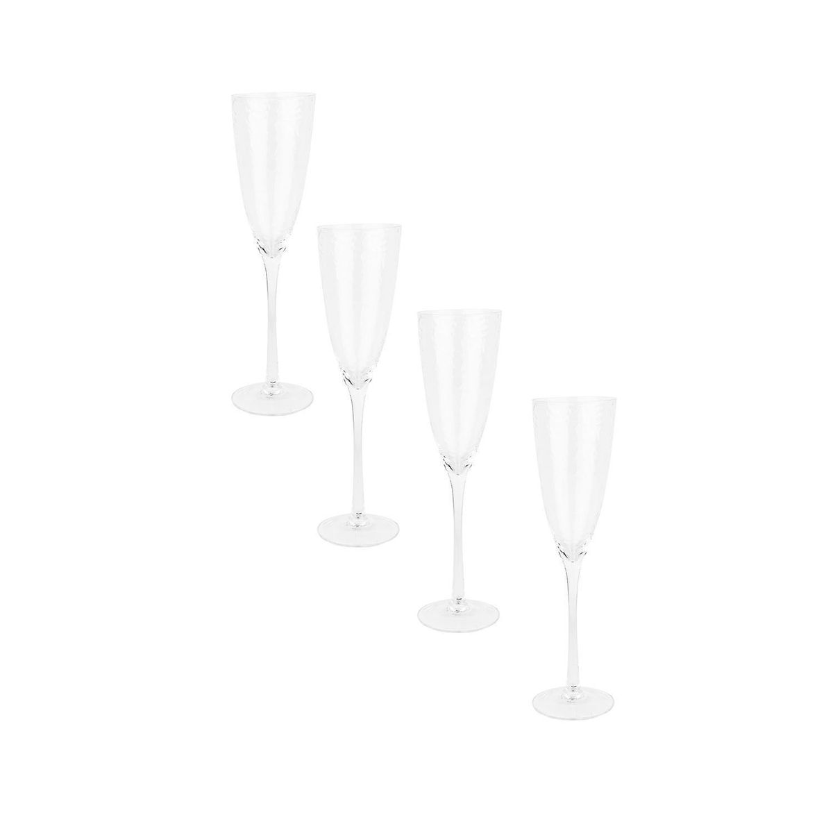 DECO EXPRESS - Set 4 Copas de Champán 300 ml Vidrio Celeste