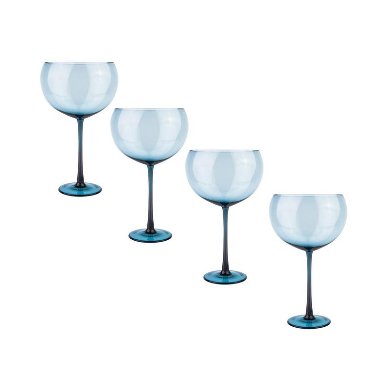 DECO EXPRESS - Set copas de vidrio 600 ml azul 4 unidades