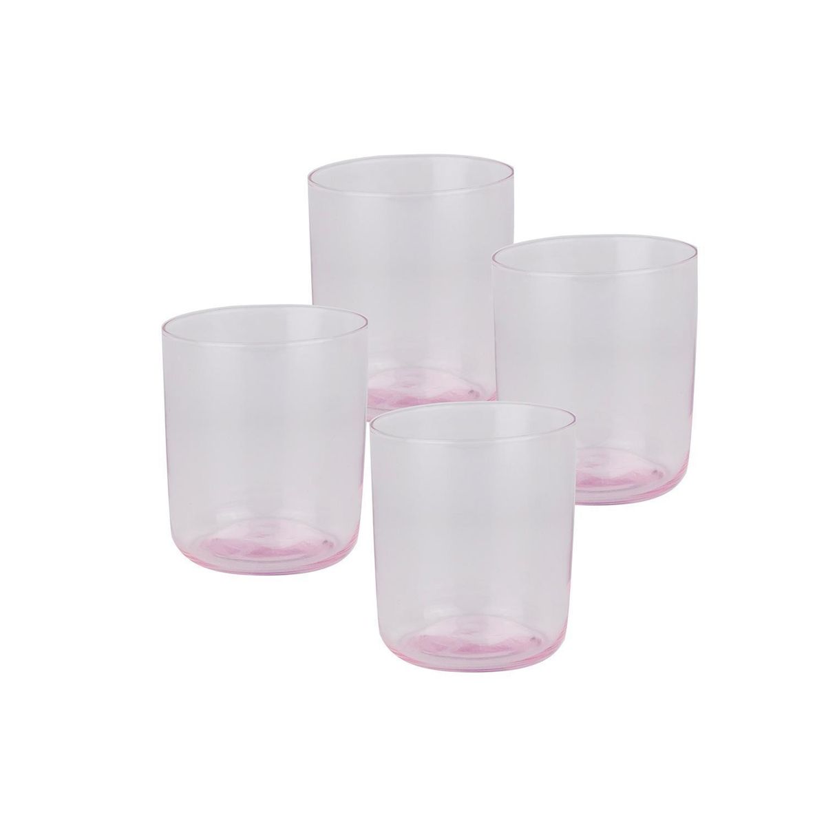 DECO EXPRESS - Set 4 Vasos Bajo de Vidrio 310 ml Rosado