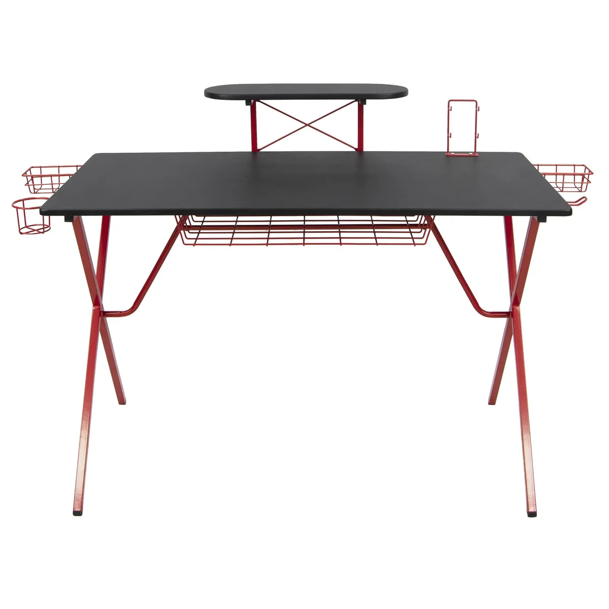 JUST HOME COLLECTION - Escritorio Gaming Negro - Rojo 120x95x62 cm