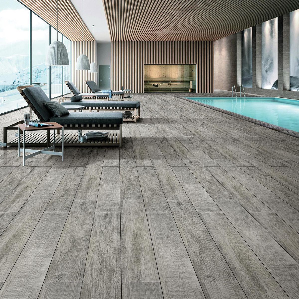 KLIPEN - Porcelanato esmaltado 20x120 cm gris mate 1,2 m2