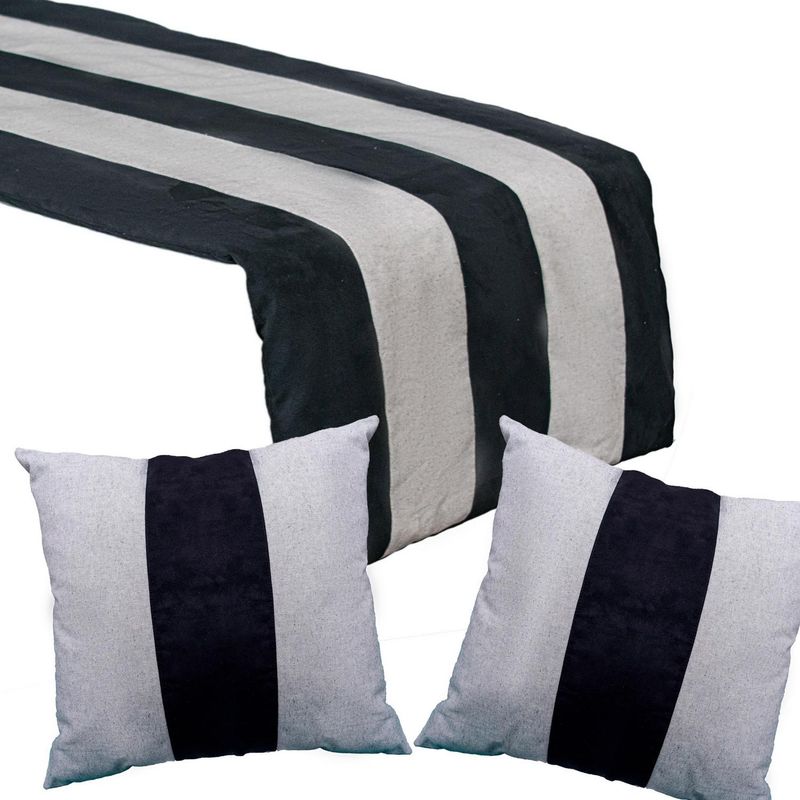 INES JOHNSON - Pack Piecera Masculina + 2 Cojines  2 plazas Negro/gris