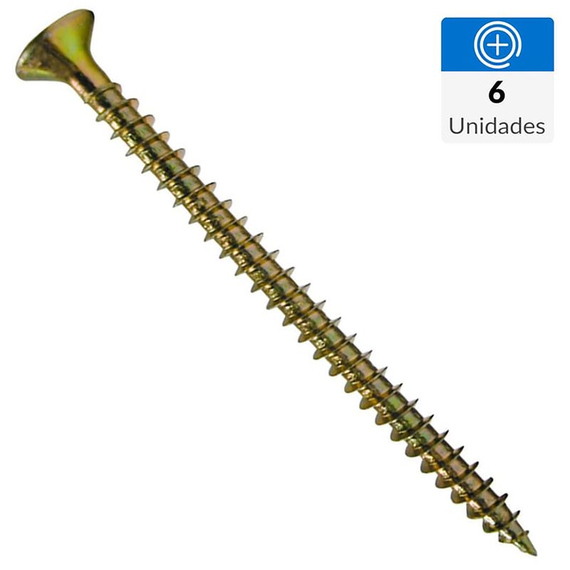 FIXSER - Tornillo Tirafondo Cabeza Phillips Madera 2-1/2 " 9 mm 6 Unidades