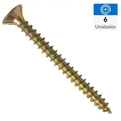 FIXSER - Tornillo Tirafondo Cabeza Phillips Madera 3 " 10 mm 6 Unidades