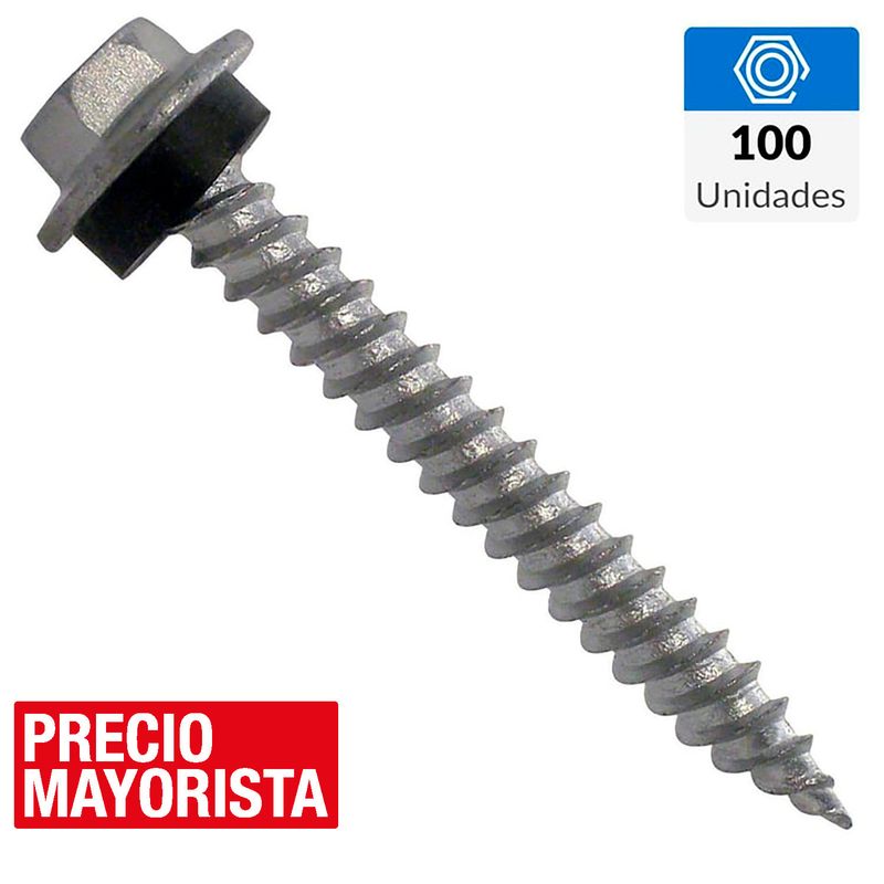 MAMUT - Tornillo Autoperforante Cabeza Hexagonal Madera 1 " 6.35 mm 100 Unidades