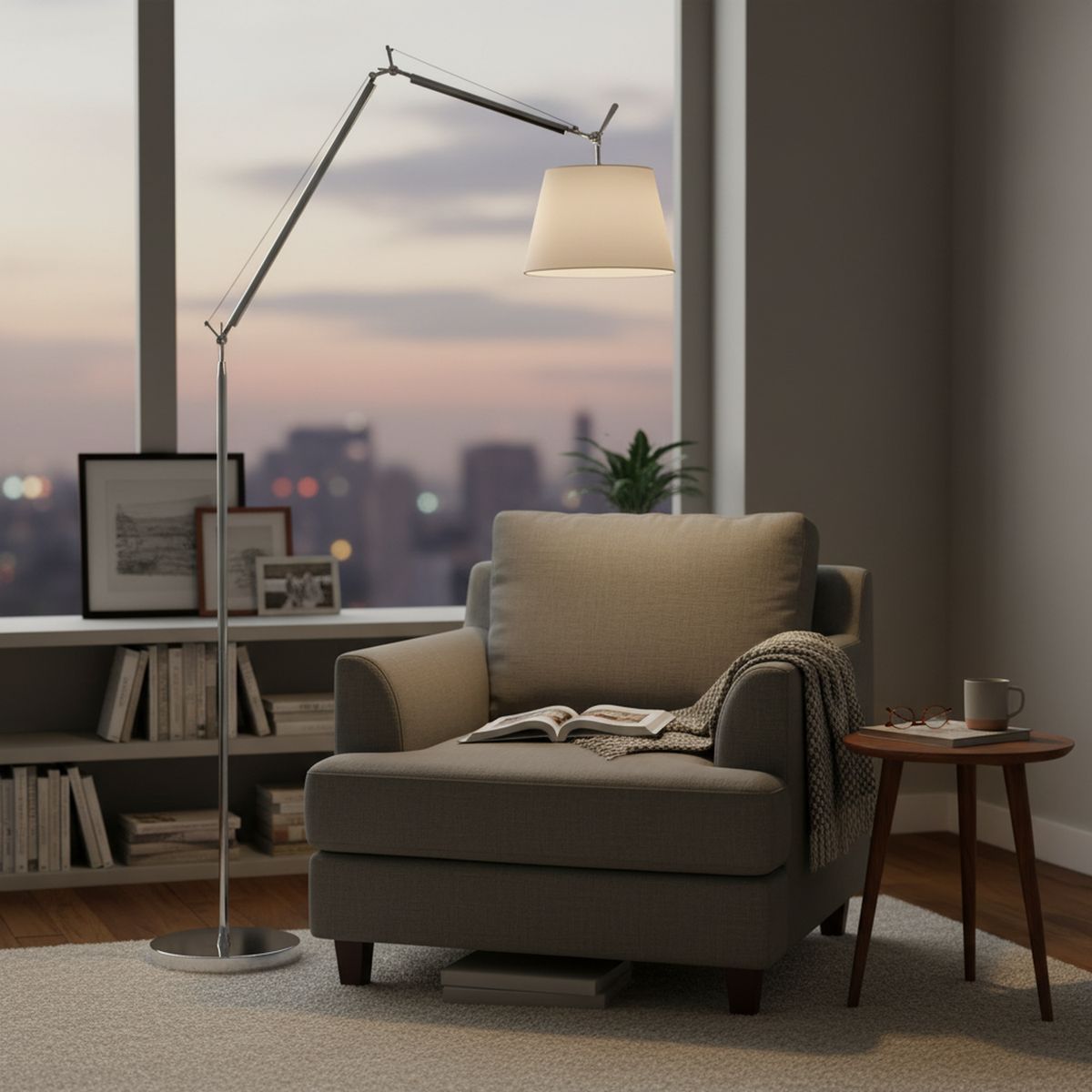 DISEÑO 3 - Lámpara de Pie Tolomes Cromo Gris 33x170 cm