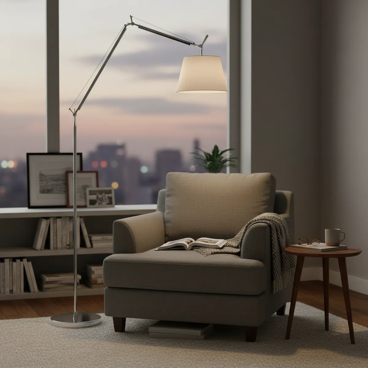 DISEÑO 3 - Lámpara de Pie Tolomes Cromo Gris 33x170 cm