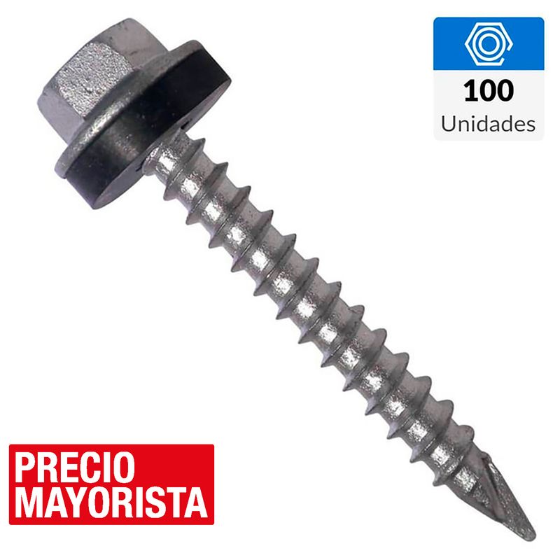 MAMUT - Tornillo Autoperforante Cabeza Hexagonal Madera 1 " 10 mm 100 Unidades