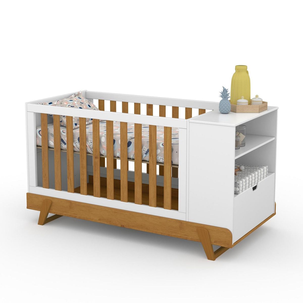 KIDSCOOL - Cuna 82,4x89x165 cm blanco/eco wood