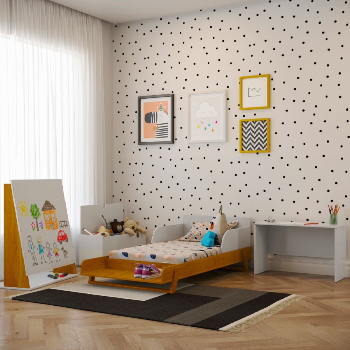 KIDSCOOL - Cuna 82,4x89x165 cm blanco/eco wood