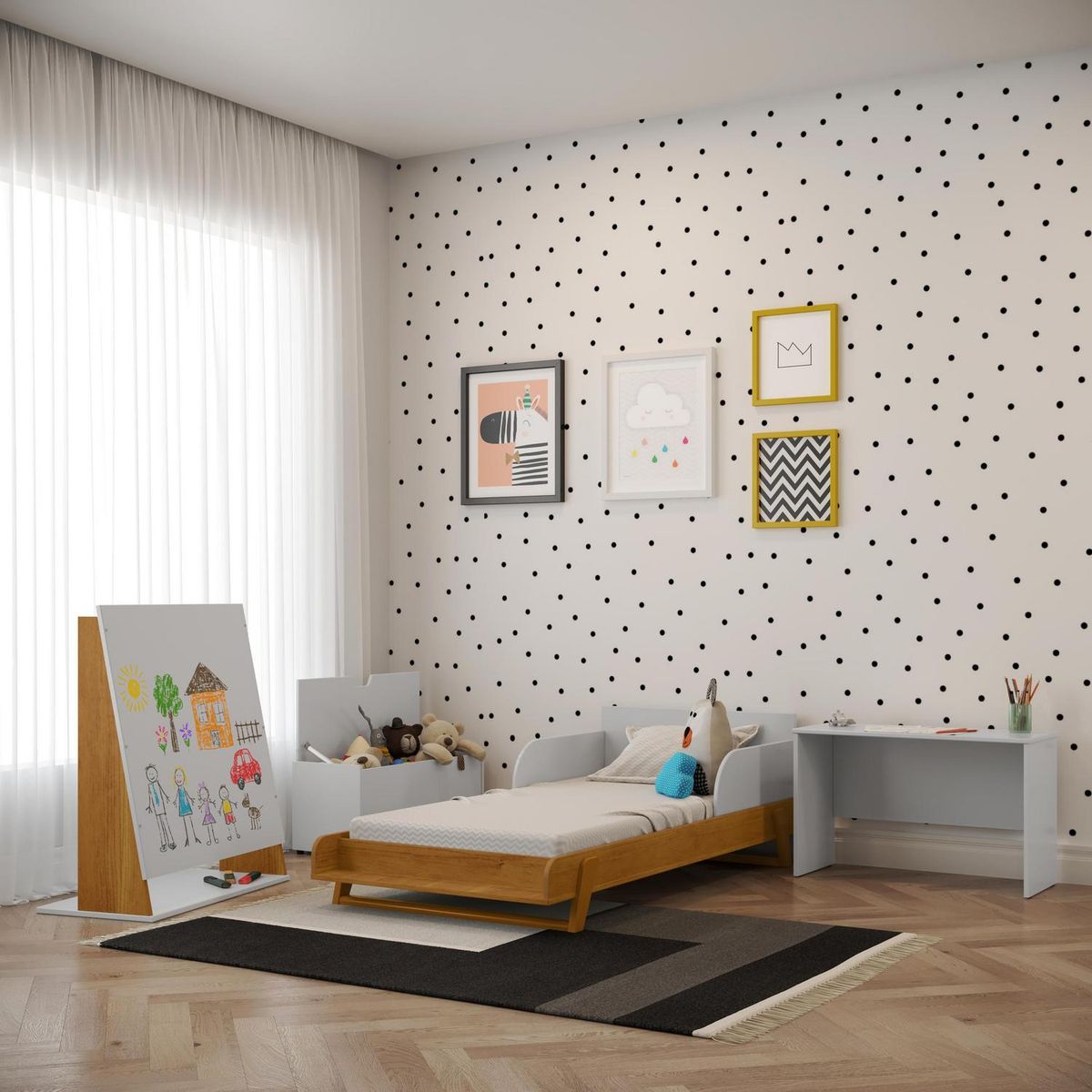 KIDSCOOL - Cuna 82,4x89x165 cm blanco/eco wood