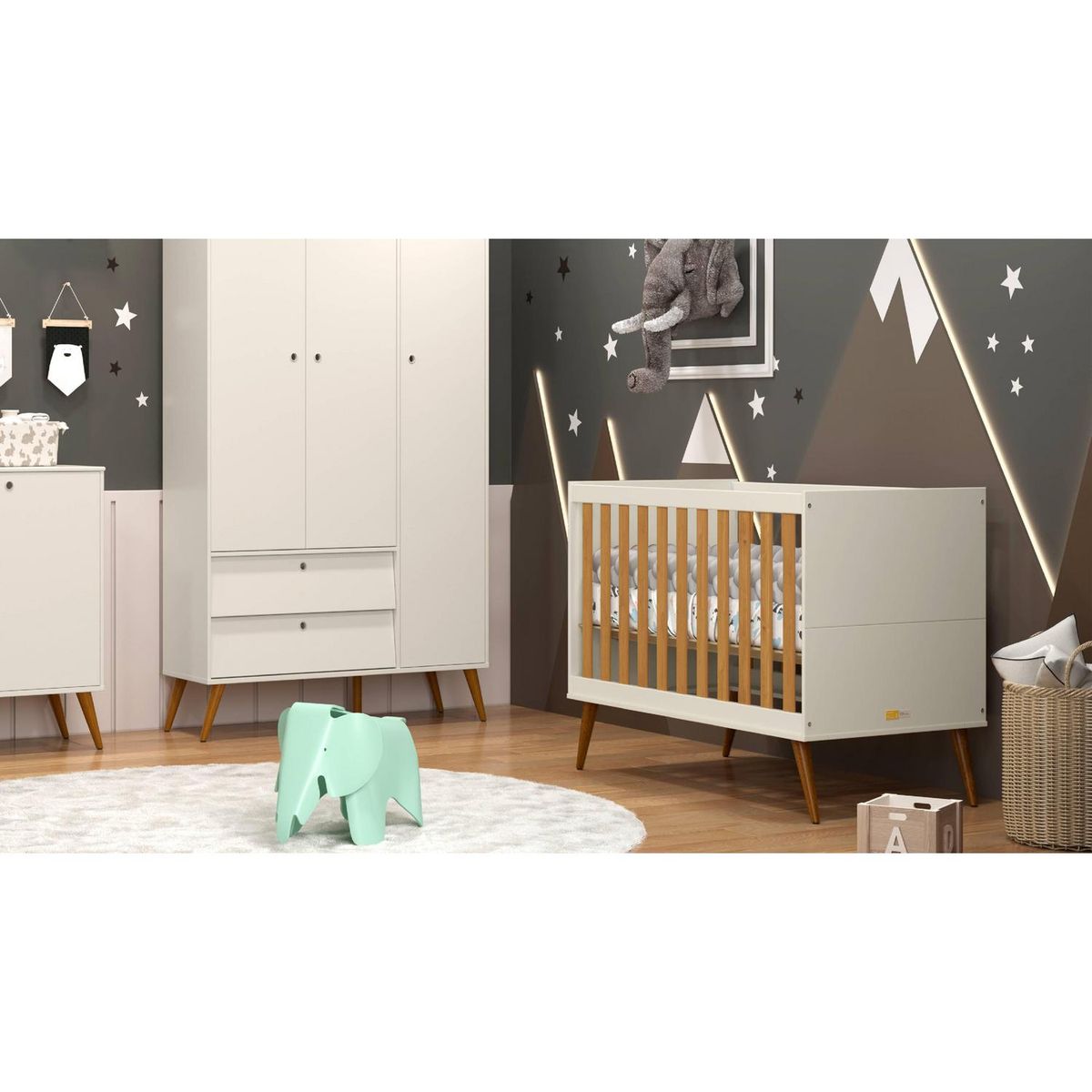 KIDSCOOL - Cuna 77x93x136 cm blanco/eco wood