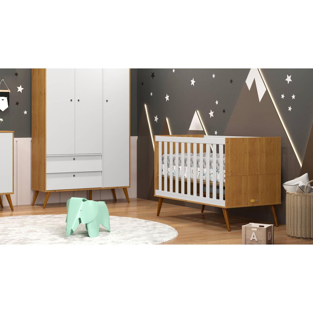 KIDSCOOL - Cuna 77x93x136 cm gris/eco wood
