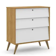KIDSCOOL - Cómoda 3 Cajón(es) GOLD 20209 88.7x97.5x43.7 cm Gris/Eco wood