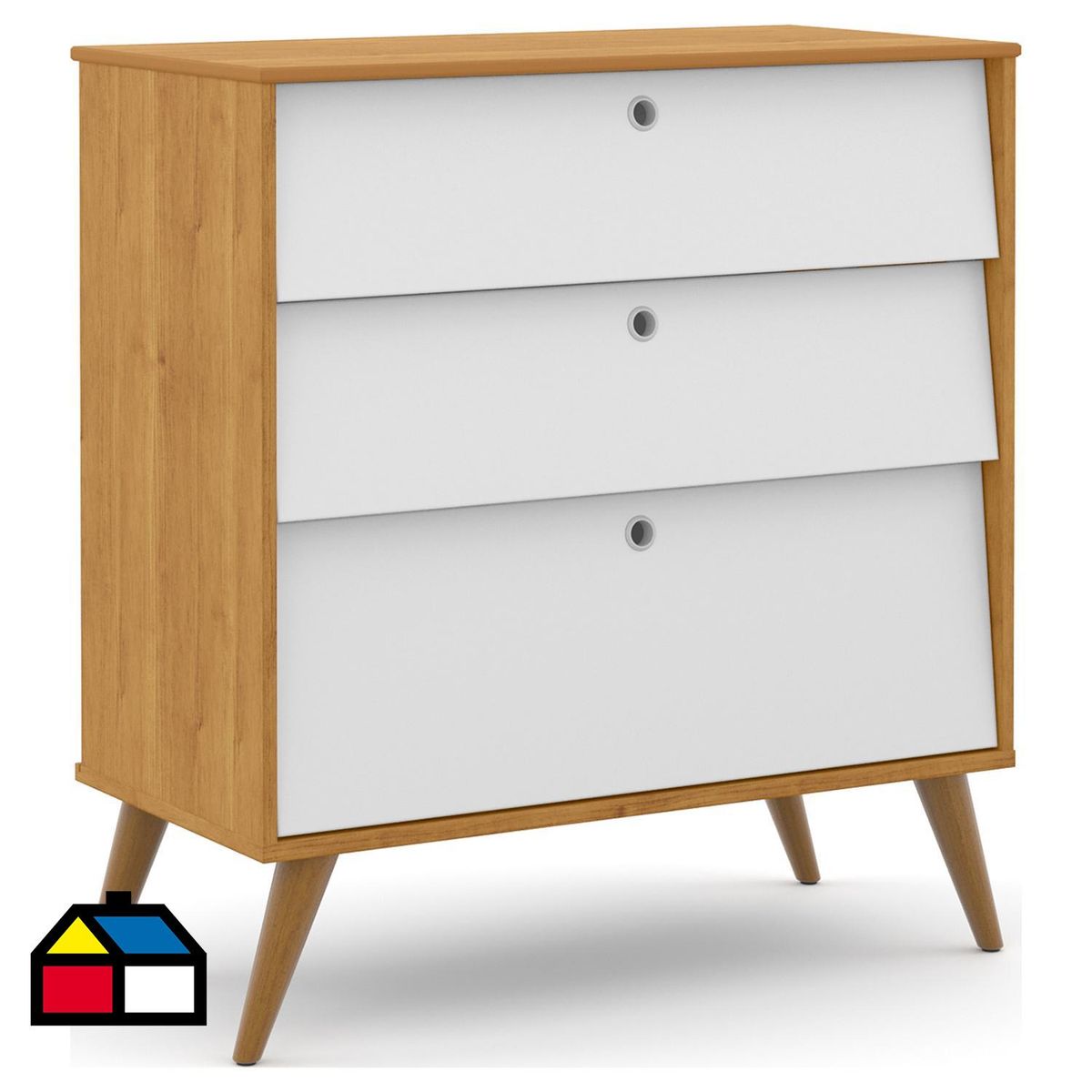 KIDSCOOL - Cómoda 3 Cajón(es) GOLD 20184 88.7x97.5x43.7 cm Blanco/Eco wood