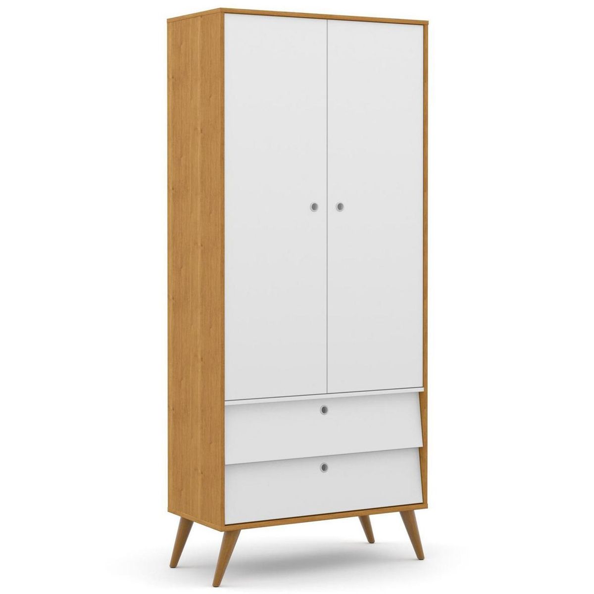 KIDSCOOL - Clóset 2 Puerta(s) 2 Cajón(es) 3 Repisa(s) 88.5x205x46 cm Gris/Natural