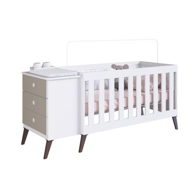 Cuna con cajonera 64,4x77,4x176 cm blanco/gris