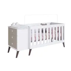 KIDSCOOL - Cuna con cajonera 64,4x77,4x176 cm blanco/gris