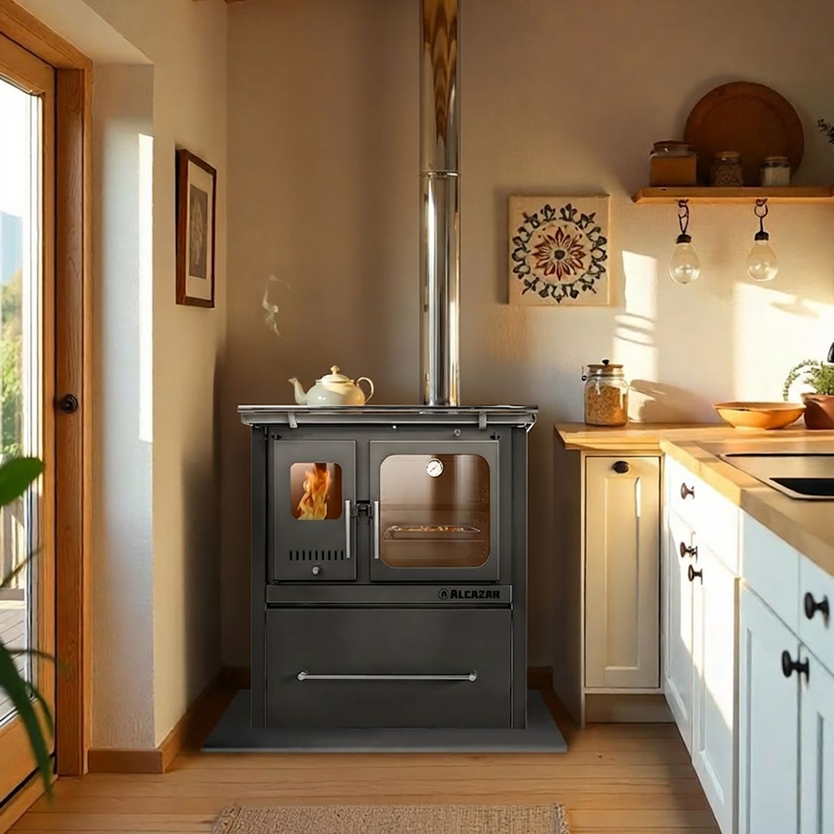 ALCAZAR - Cocina a Leña Europea M90 Gris