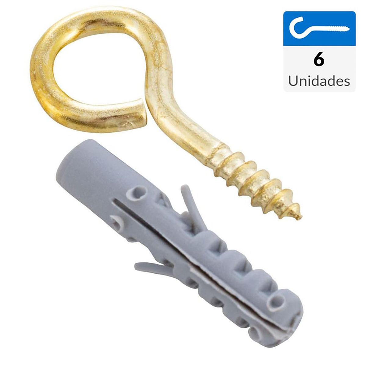 FIXSER - Tarugo con cáncamo 6 mm 6 unidades