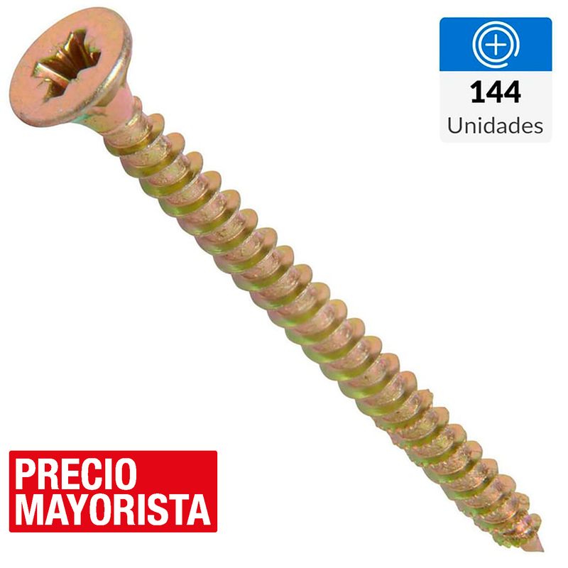 MAMUT - Tornillo Tirafondo Cabeza Phillips Madera 2 " 8 mm 144 Unidades