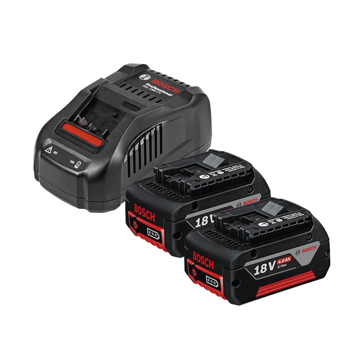 BOSCH - Set 2 baterías recargables 18V 4,0 Ah + cargador
