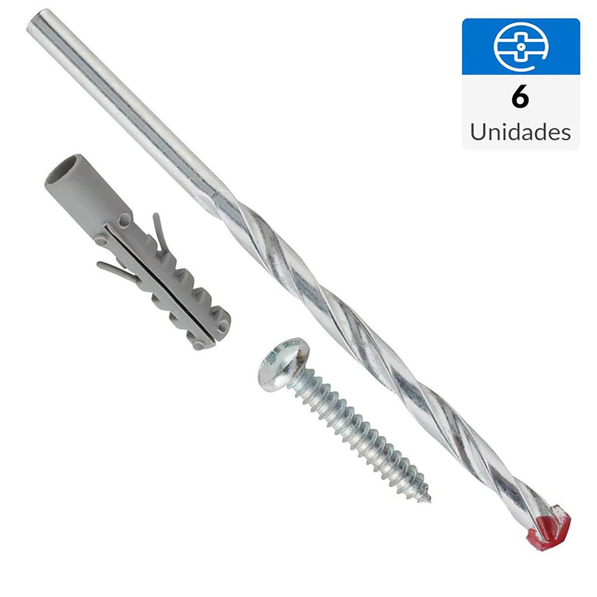 FIXSER - Tarugo de nylon con tornillo y broca 6 mm 6 unidades