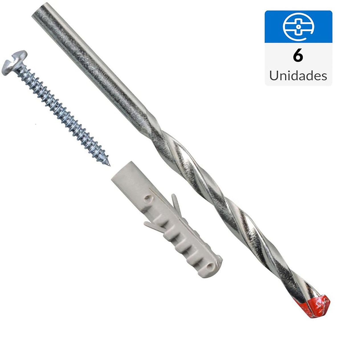 FIXSER - Tarugo de nylon con tornillo y broca 8 mm 6 unidades